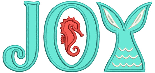 Joy Words And Seahorse Applique Christmas In July Machine Embroidery Design Digitized Pattern
