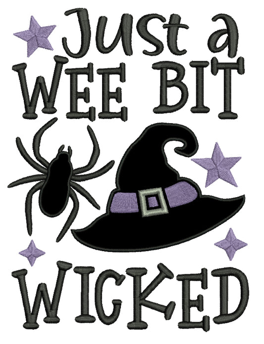 Just a Wee Bit Wicked Witch Hat and Spider Halloween Applique Machine Embroidery Design Digitized Pattern