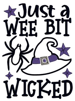 Just a Wee Bit Wicked Witch Hat and Spider Halloween Applique Machine Embroidery Design Digitized Pattern