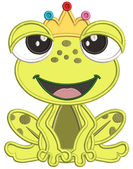 King Frog Applique Machine Embroidery Design Digitized Pattern