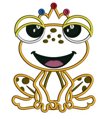 King Frog Applique Machine Embroidery Design Digitized Pattern