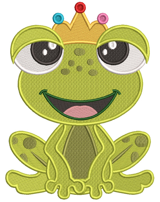King Frog Filled Machine Embroidery Design Digitized Pattern