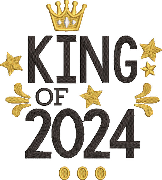 King Of 2024 New Year Filled Machine Embroidery Design Digitized Pattern