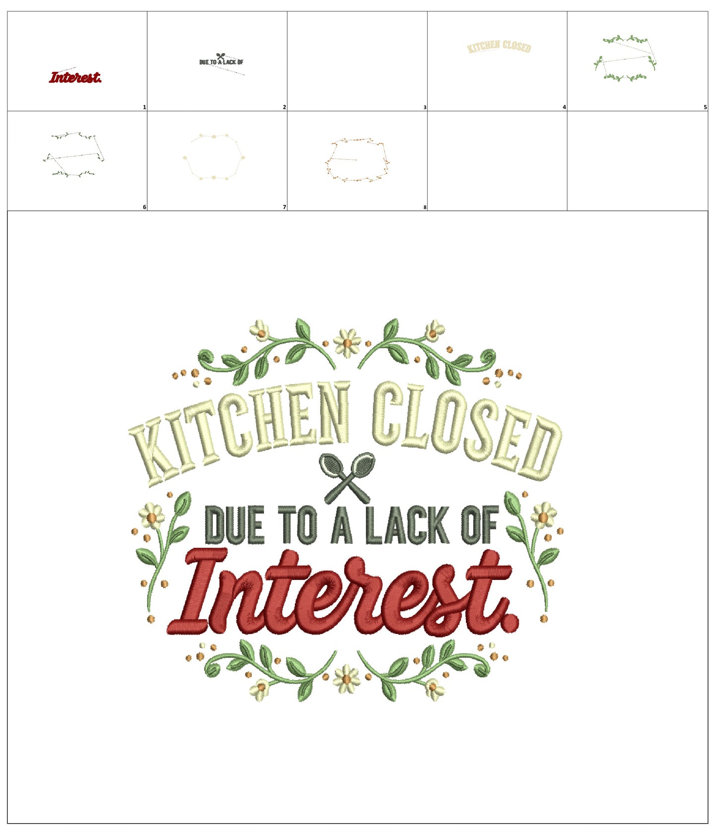🍳🚫 Kitchen Closed Due to a Lack of Interest – Funny Cooking Embroidery Design 🚫🍳