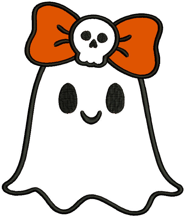 Little Cute Baby Girl Ghost Halloween Applique Machine Embroidery Design Digitized Pattern