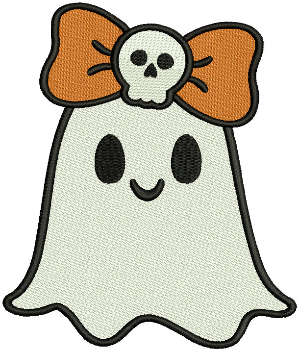 Little Cute Baby Girl Ghost Halloween Filled Machine Embroidery Design ...