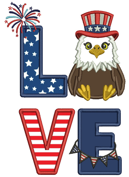 🦅🇺🇸 Love American Bold Eagle – Patriotic 4th of July Filled Machine Embroidery Design 🇺🇸🦅