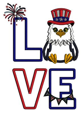 🦅🇺🇸 Love American Bold Eagle – Patriotic 4th of July Filled Machine Embroidery Design 🇺🇸🦅