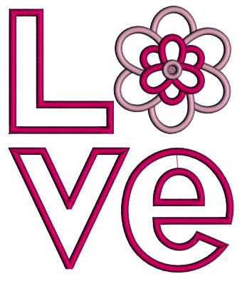 Love And Flower Big Letters Valentine's Day Love Applique Machine Embroidery Design Digitized Pattern