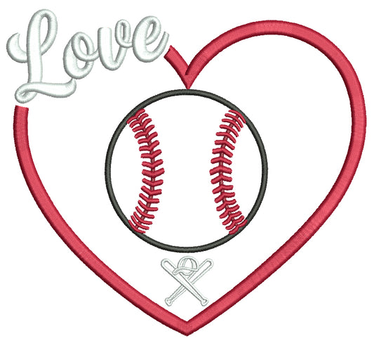 ⚾❤️ Love Baseball Heart – Applique Machine Embroidery Design ❤️⚾