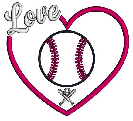 ⚾❤️ Love Baseball Heart – Applique Machine Embroidery Design ❤️⚾