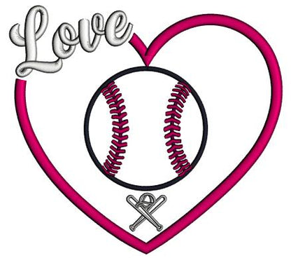 ⚾❤️ Love Baseball Heart – Applique Machine Embroidery Design ❤️⚾