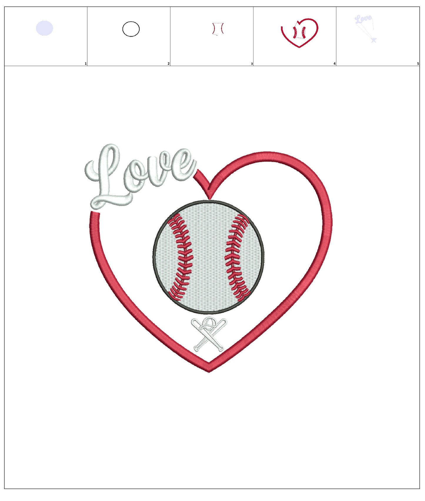 ⚾❤️ Love Baseball Heart – Sports Filled Machine Embroidery Design ❤️⚾