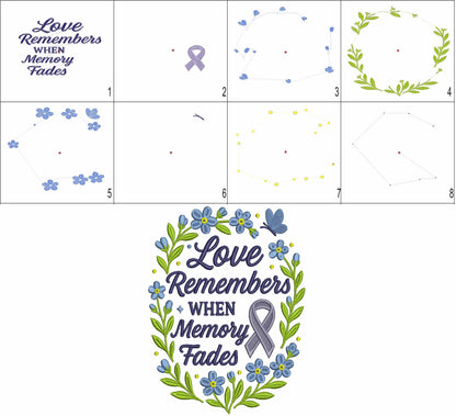 Love Remembers When Memory Fades Filled Machine Embroidery Design Digitized Pattern
