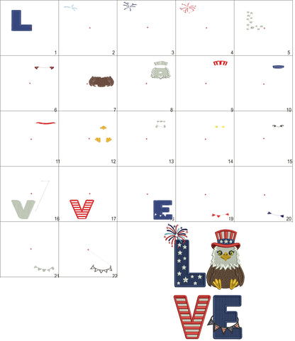 🦅🇺🇸 Love American Bold Eagle – Patriotic 4th of July Filled Machine Embroidery Design 🇺🇸🦅