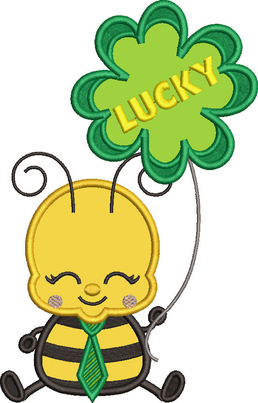 Lucky Little Bee St. Patrick's Day Applique Machine Embroidery Design Digitized Pattern