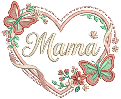 🦋💖 Mama Heart With Butterflies – Filled Machine Embroidery Design 💖🦋