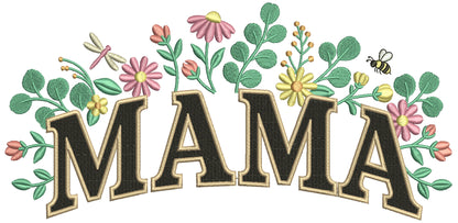 Mama With Flowers Filled Machine Embroidery Design Digitized Pattern