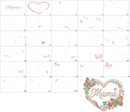 🦋💖 Mama Heart With Butterflies – Filled Machine Embroidery Design 💖🦋