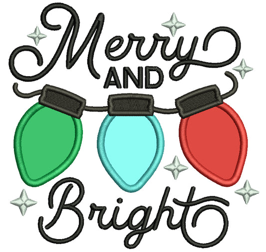 Merry And Bright Three Ornaments Christmas Applique Machine Embroidery Design Digitized Pattern