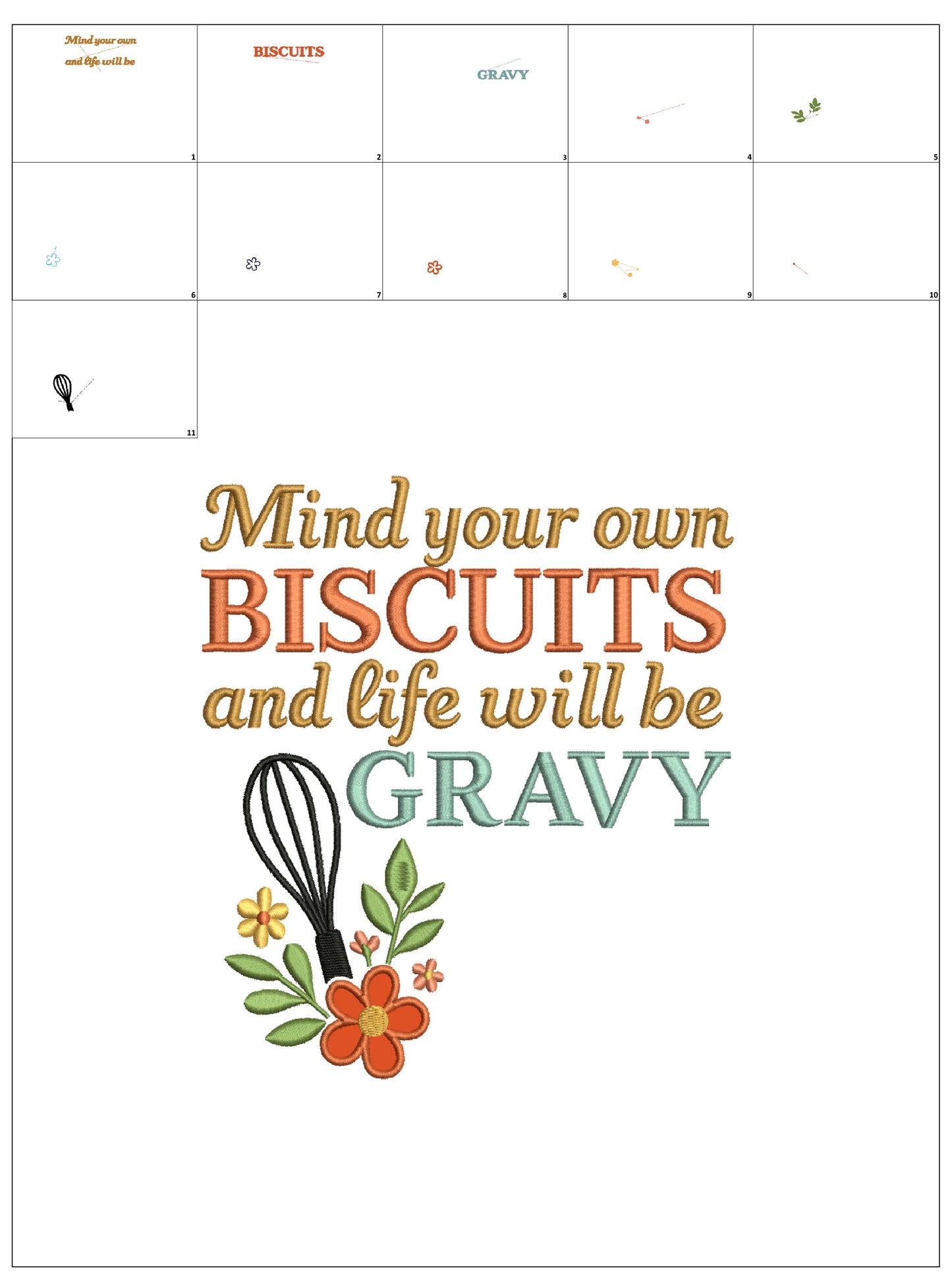Mind Your Own Biscuits and Life Will Be Gravy Cooking Saying Applique Machine Embroidery Design Digitized Pattern