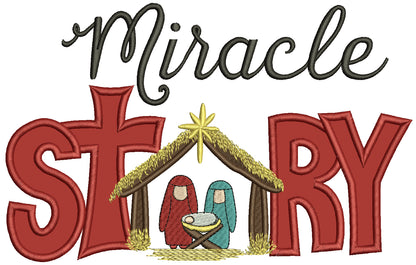 Miracle Story Birth Of Jesus Christmas Applique Machine Embroidery Design Digitized Pattern