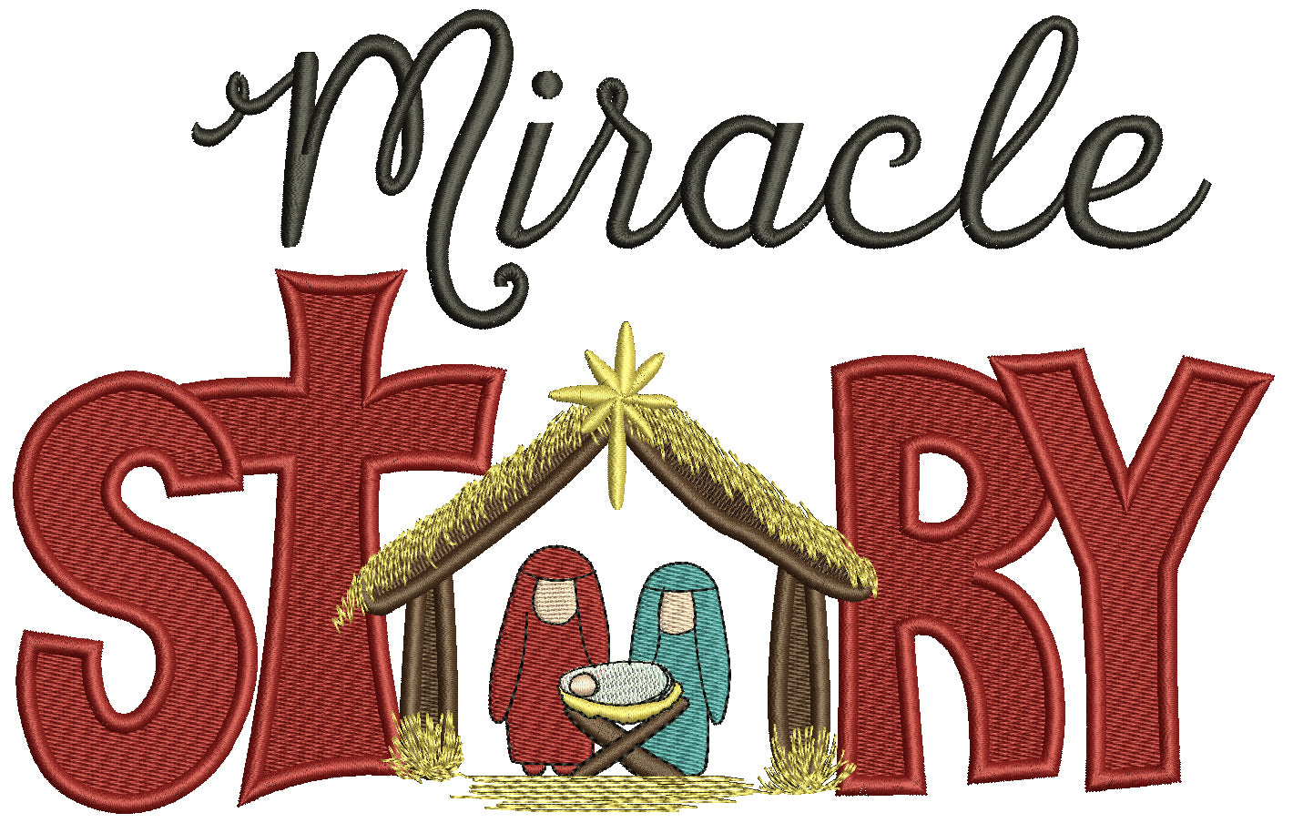 Miracle Story Birth Of Jesus Christmas Filled Machine Embroidery Design Digitized Pattern