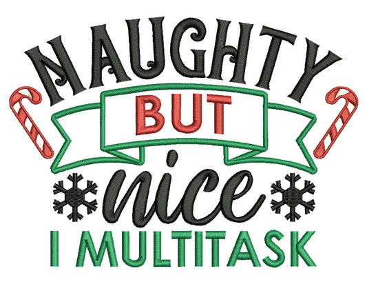 Naughty But Nice I Multitask Christmas Applique Machine Embroidery Design Digitized Pattern