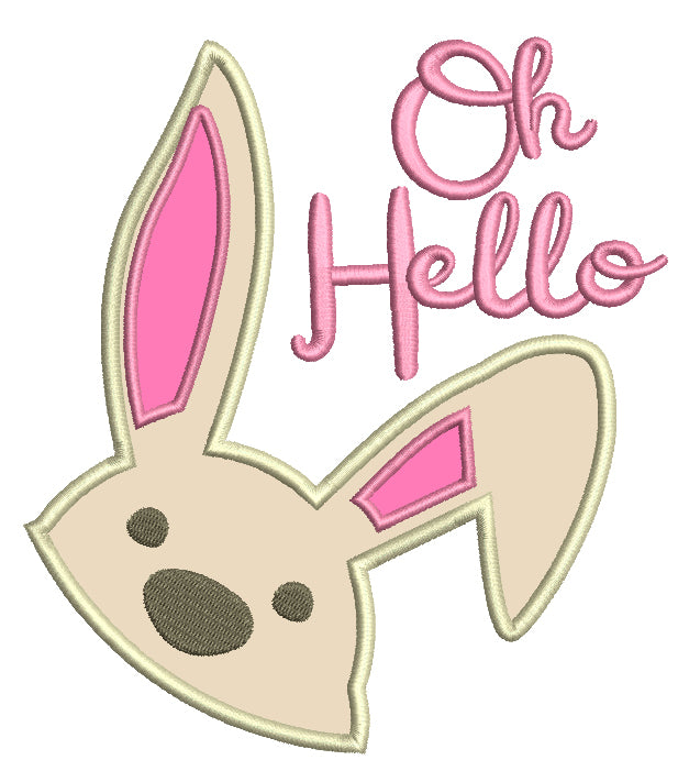 O Hello Easter Bunny Applique Machine Embroidery Design Digitized Pattern