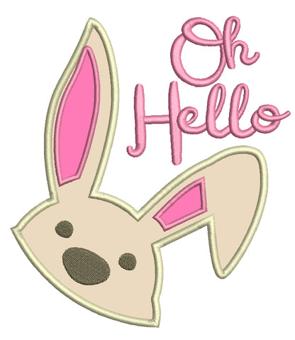 O Hello Easter Bunny Applique Machine Embroidery Design Digitized Pattern