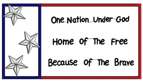 One Nation Under God Home of the Free Because of the Brave Patriotic Independence Day 4th of July Applique Machine Embroidery Design Digitized Pattern
