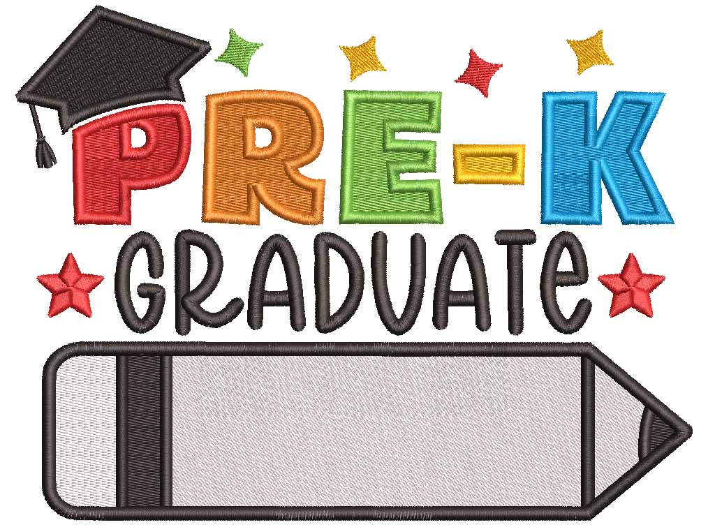 PRE-K Graduate Pencil School Filled Machine Embroidery Design Digitize ...