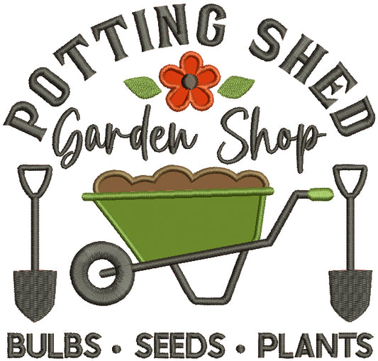 Potting Shed Garden Shop Applique Machine Embroidery Design Digitized Pattern