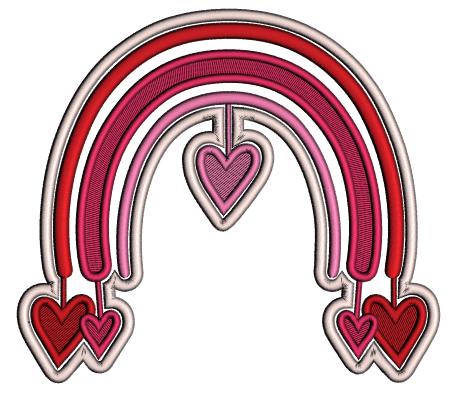 Rainbow With Hearts Valentine's Day Love Applique Machine Embroidery Design Digitized Pattern