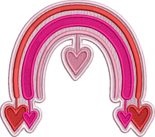 Rainbow With Hearts Valentine's Day Love Filled Machine Embroidery Design Digitized Pattern