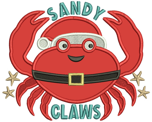 Sandy Claws Cute Crab Christmas In July Applique Machine Embroidery Design Digitized Pattern