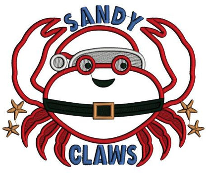 Sandy Claws Cute Crab Christmas In July Applique Machine Embroidery Design Digitized Pattern