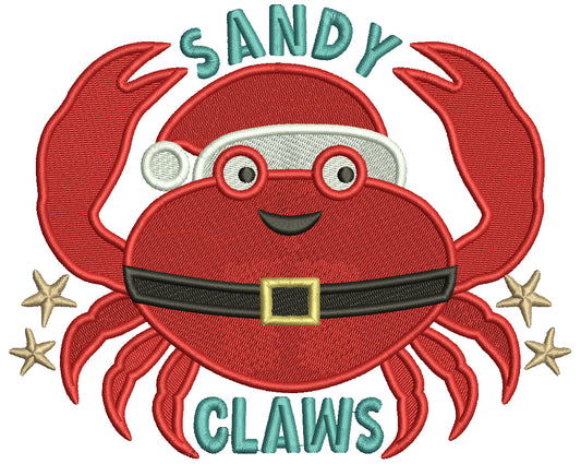Sandy Claws Cute Crab Christmas In July Filled Machine Embroidery Design Digitized Pattern