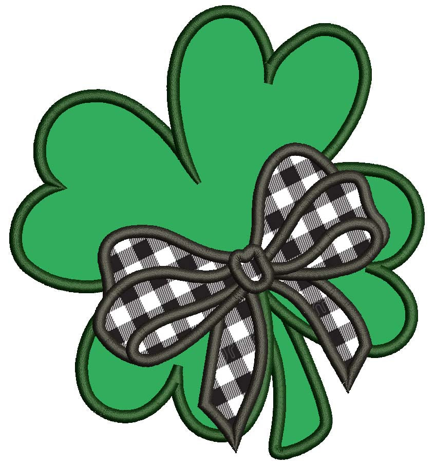 Shamrock WIth Bow St. Patrick's Day Applique Machine Embroidery Design ...