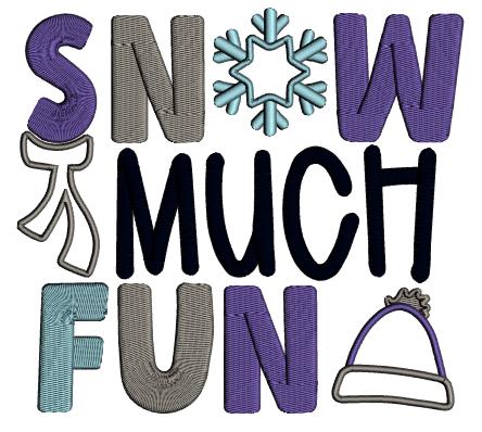 Snow Much Fun Snowflake Christmas Tree Applique Machine Embroidery Design Digitized Pattern