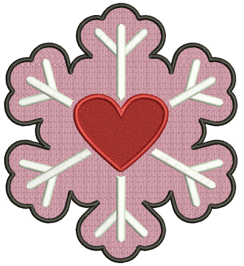 Snowflake With a Heart Valentine's Day Love Filled Machine Embroidery Design Digitized Pattern