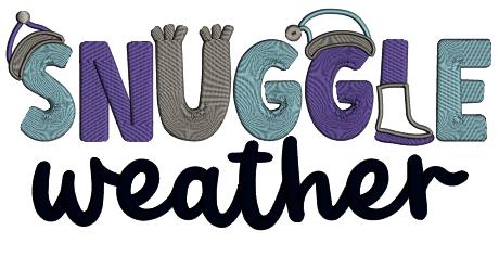 Snuggle Weather Scarf And Winter Hat Christmas Applique Machine Embroidery Design Digitized Pattern