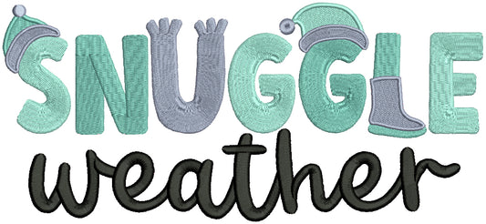 Snuggle Weather Scarf And Winter Hat Christmas Filled Machine Embroidery Design Digitized Pattern