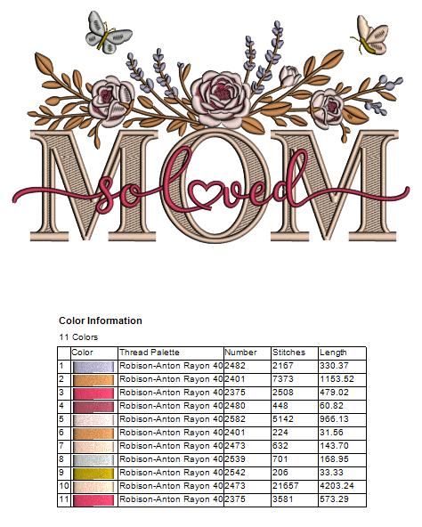 🌸💖 Mom Solved With Flowers – Filled Machine Embroidery Design 💖🌸