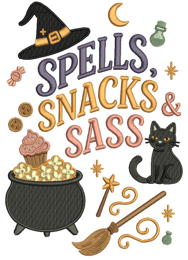 Witch's Cauldron Halloween Machine Embroidery Design - Filled