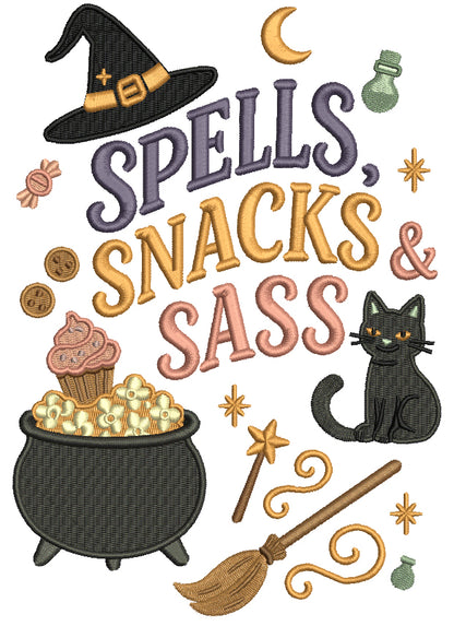 Witch's Cauldron Halloween Machine Embroidery Design - Filled