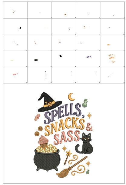 Witch's Cauldron Halloween Machine Embroidery Design - Filled