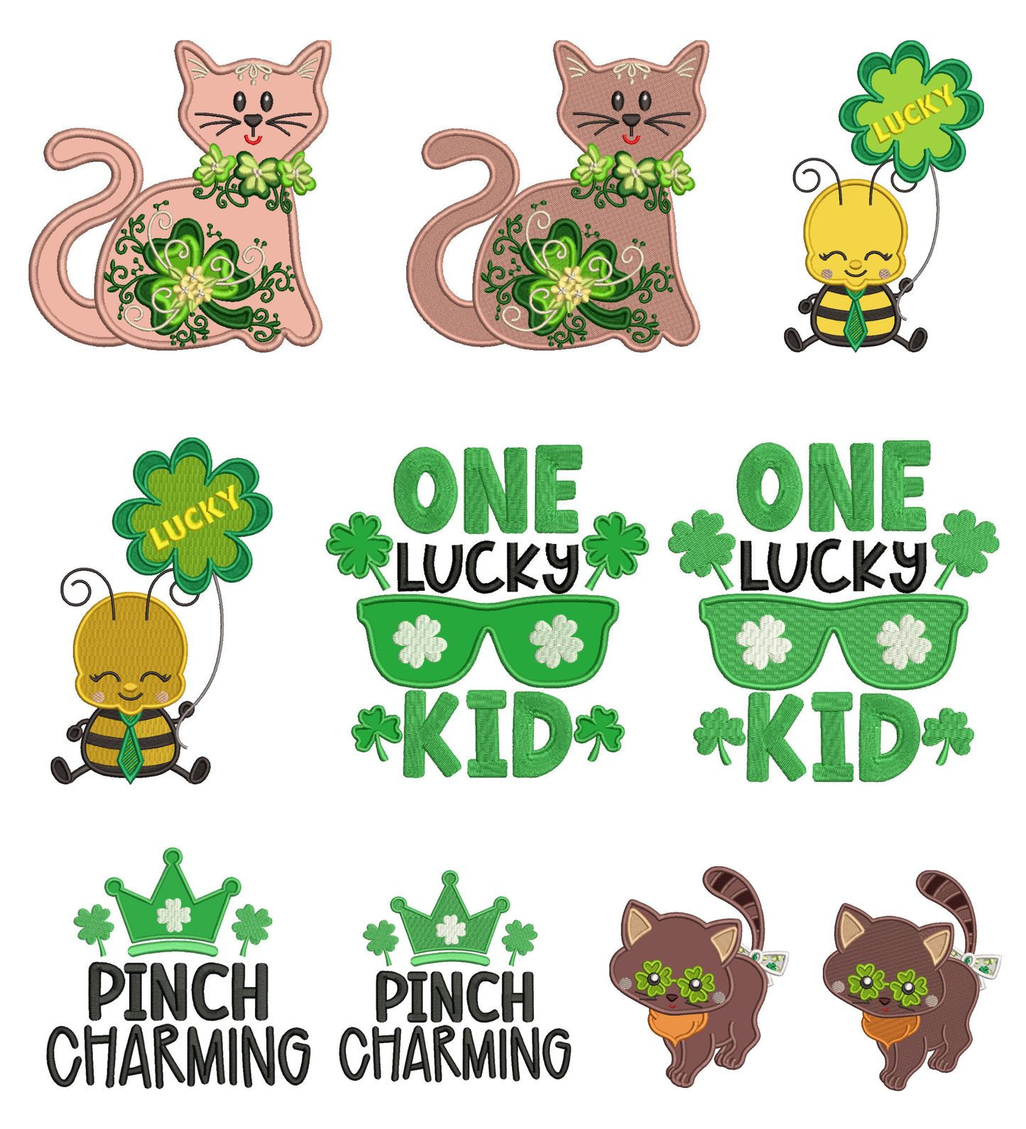 🍀 St. Patrick’s Day Power Stitch Bundle #2 – 10 Designs (Appliqué + Fully Filled Files)