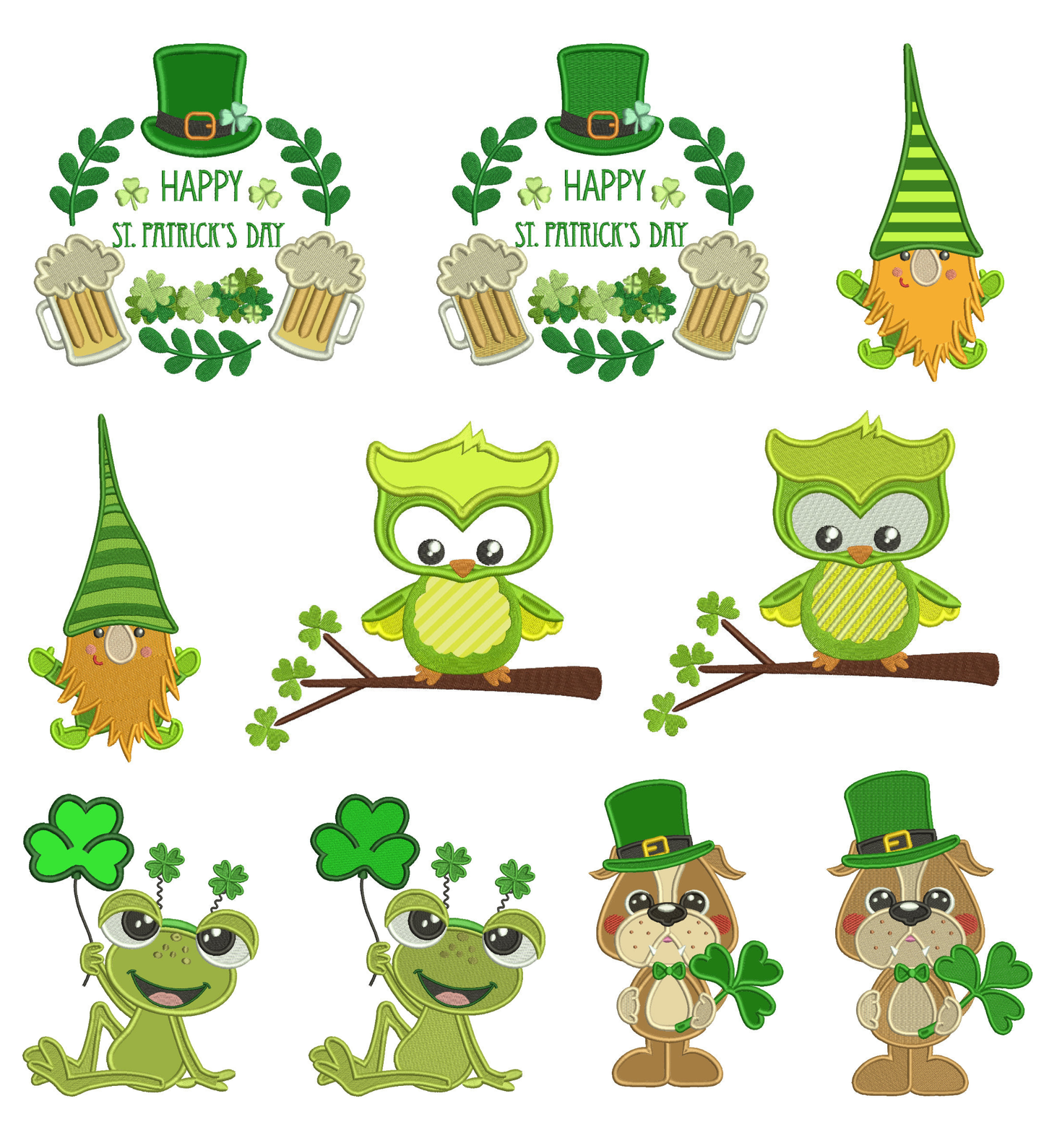 🍀 St. Patrick’s Day 2-in-1 Power Pack #4 – 10 Embroidery Designs (Appliqué & Fully Filled)