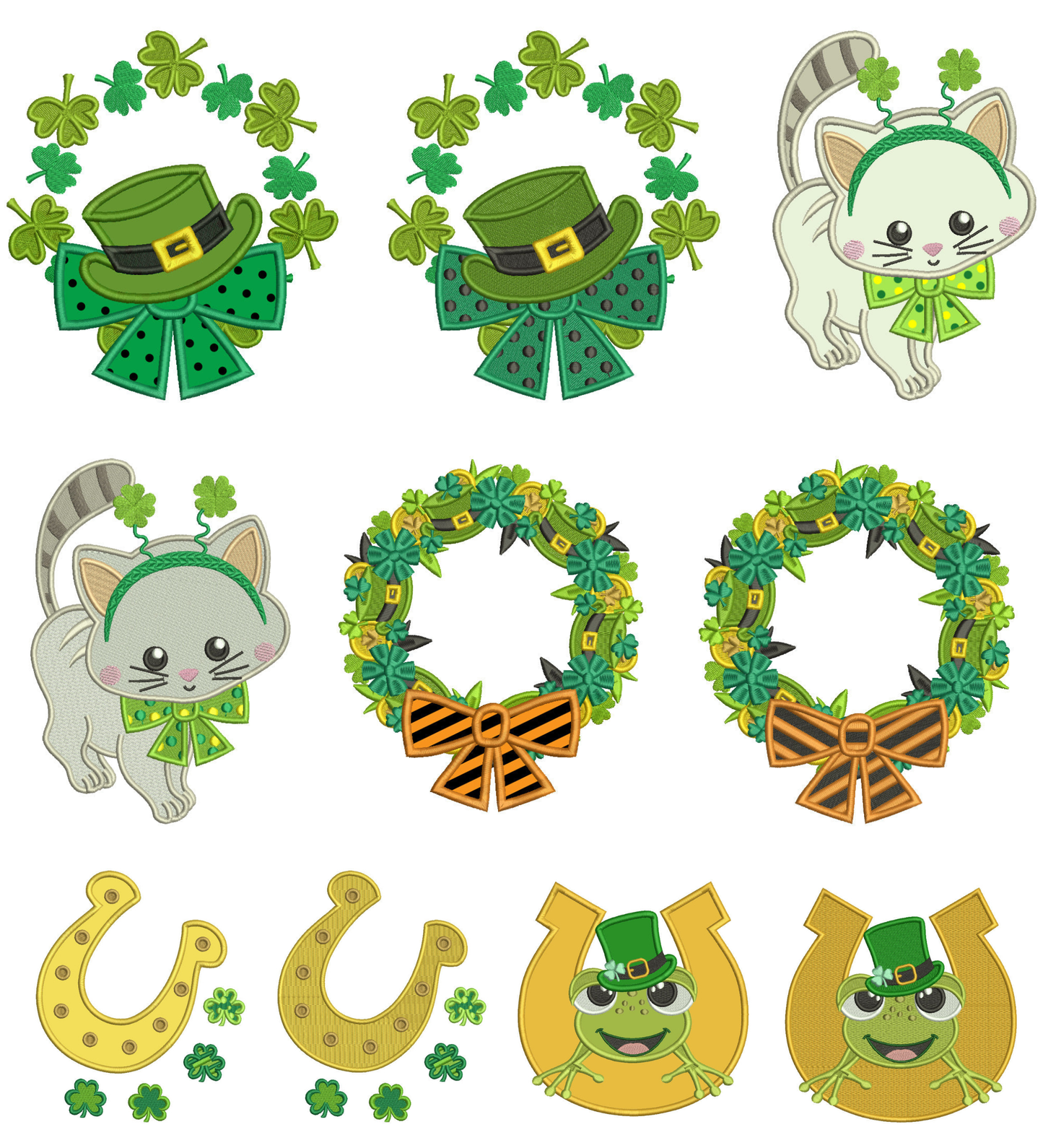 🍀 St. Patrick’s Day Power Pack #5 – 10 Machine Embroidery Designs (Appliqué + Fully Filled Versions)